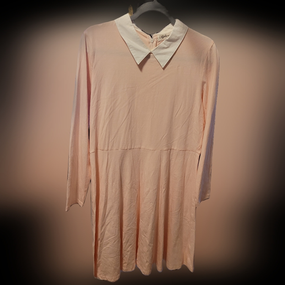 50-APHRATTI-Pink skater Peter pan collar dress NWT(runs small)